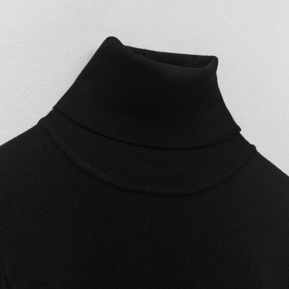 Zara Cropped Knit Black Turtleneck Sweater Size S EUC - Picture 6 of 7